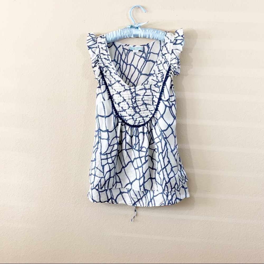 Anthropologie Lil Fissured Shell Nautical Silk Top - Picture 2 of 7